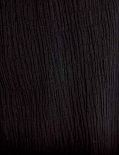 Pantalon large taille haute pliss&eacute; noir femme