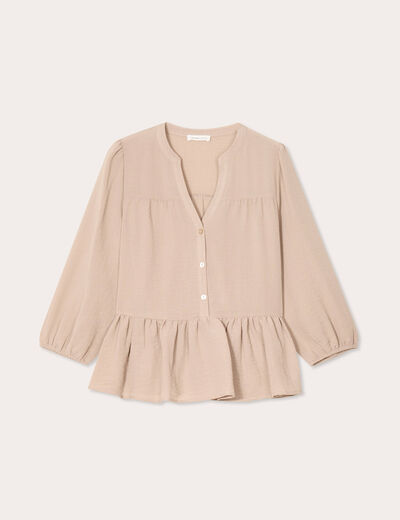Blouse manches 3/4 beige femme