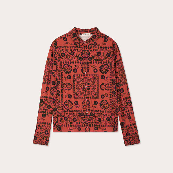chemise manches longues rouge clair femme Chemise manches longues rouge clair femme
