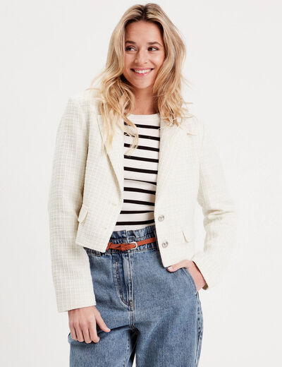 Veste blazer cintrée ecru femme