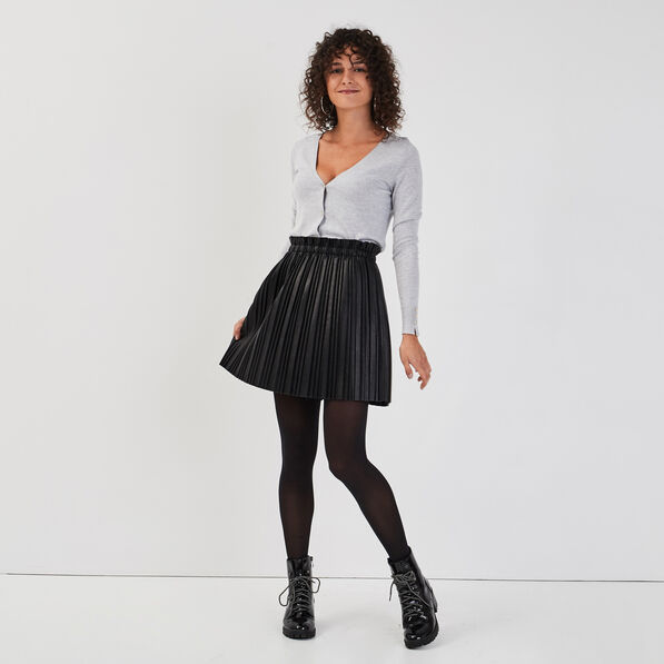 jupe evasee plissee noir femme Jupe évasée plissée noir femme