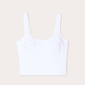 Débardeur cropped bretelles blanc femme