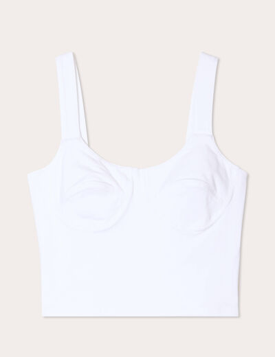 Débardeur cropped bretelles blanc femme