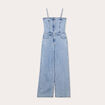 Combinaison pantalon en jean denim bleach femme