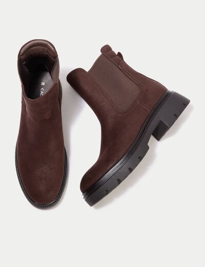 Bottines aspect daim marron femme