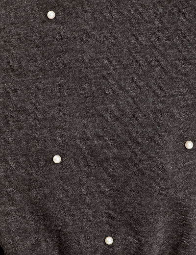 Sweat oversize avec perles gris foncé femme
