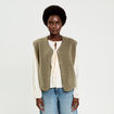 Gilet sans manches effet polaire vert kaki femme