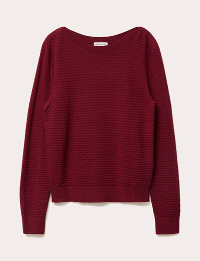 Pull col bateau rouge foncé femme