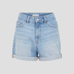Short mom taille haute en jean denim double stone femme