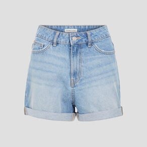 short mom taille haute en jean denim double stone femme Short mom taille haute en jean denim double stone femme