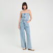 Combinaison pantalon en jean denim bleach femme