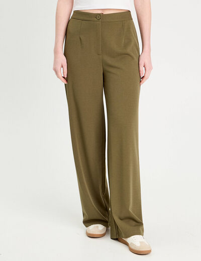 Pantalon large vert kaki femme