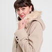 Manteau droit avec capuche beige femme