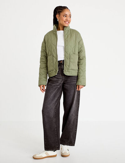 Veste matelass&eacute;e zipp&eacute;e vert kaki femme