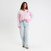 Pull manches longues col polo rose clair femme