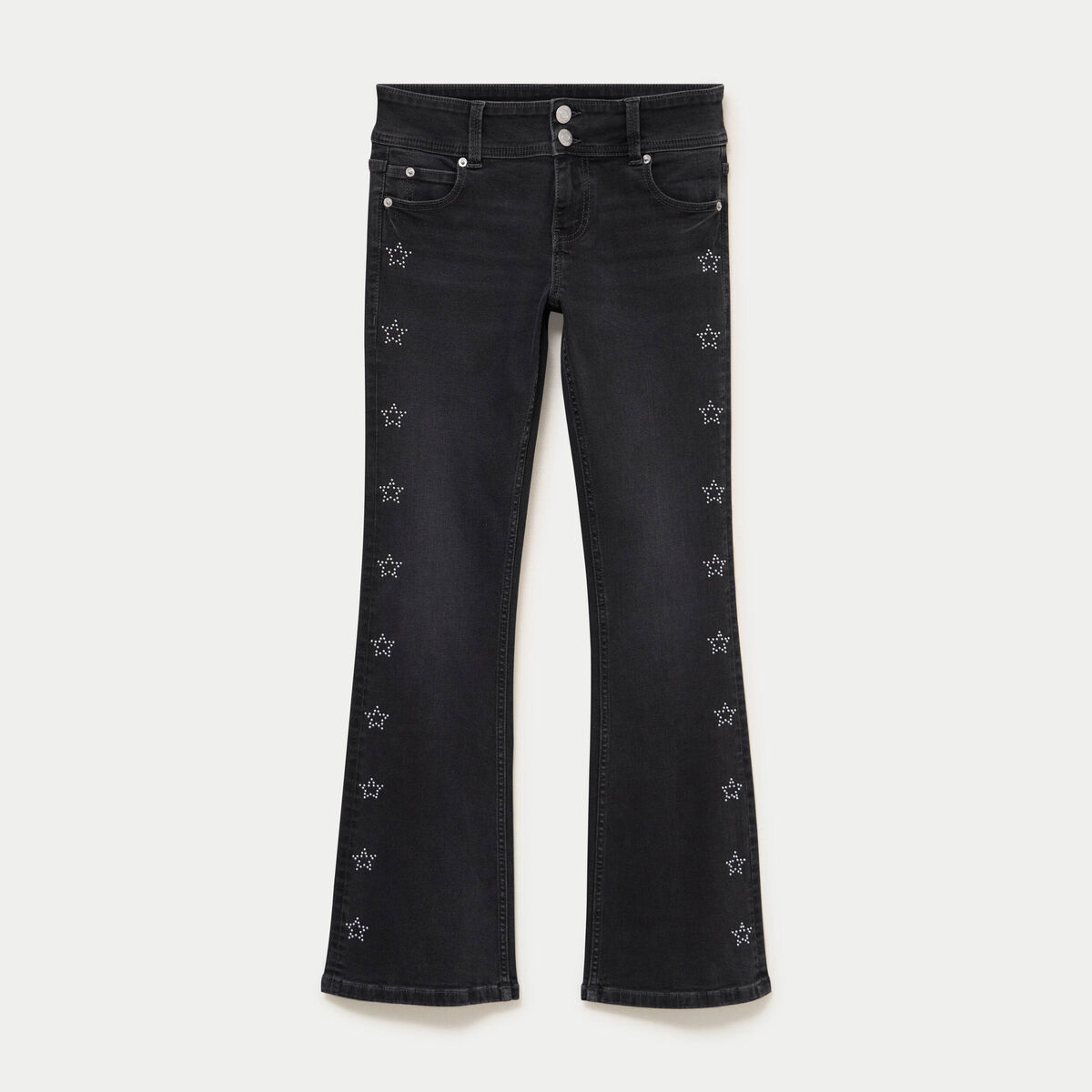 Jean bootcut taille basse denim noir femme