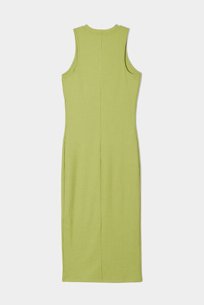 Robe pull longue moulante vert femme