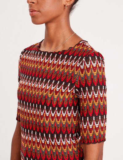 T-shirt cintré manches 3/4 bleu foncé femme
