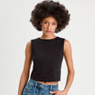 Débardeur cropped noir femme