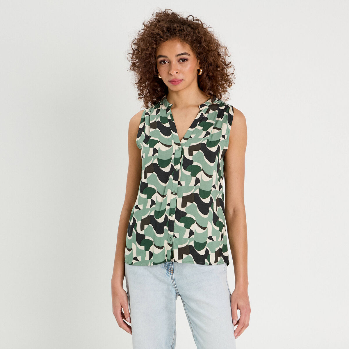 Chemise sans manches vert femme