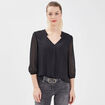 Blouse manches 3/4 noir femme