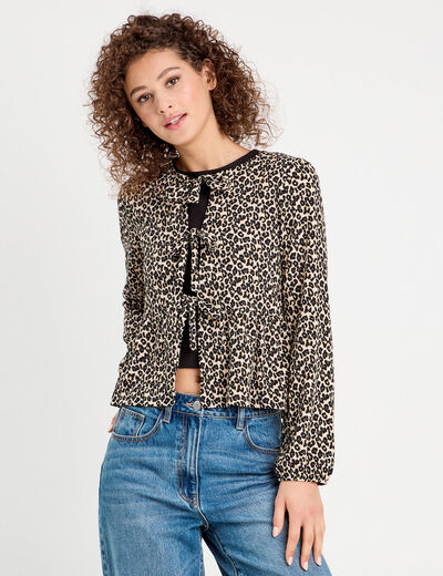 Blouse nouée manches longues blanc femme