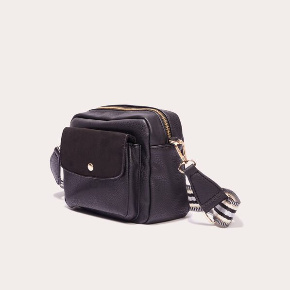 Sac carré en bandoulière noir femme