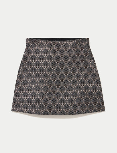 Jupe-short trap&egrave;ze courte stretch gris femme