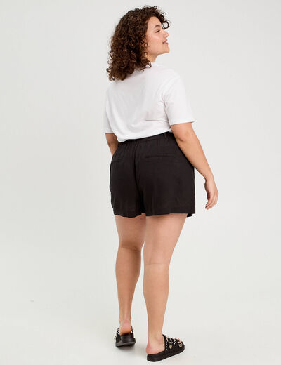 Short regular contenant du lin noir femme