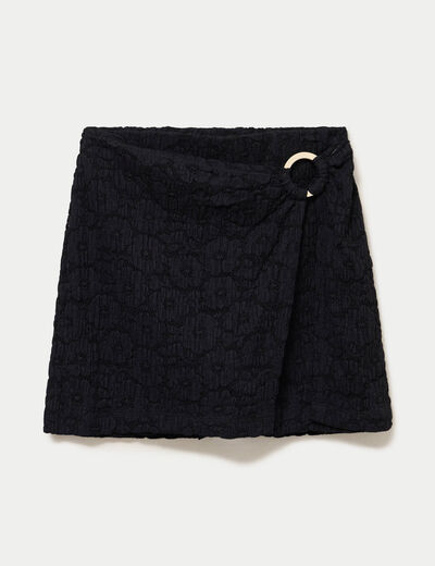 Jupe-short &eacute;vas&eacute;e en maille noir femme