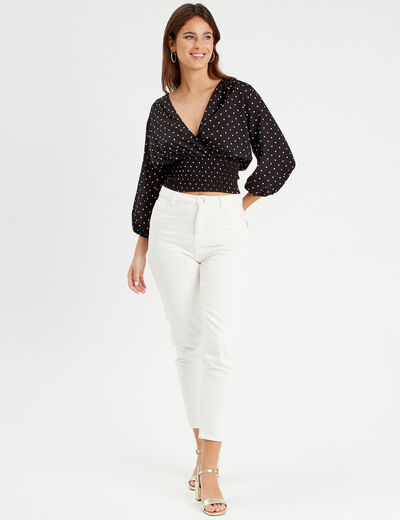Blouse manches 3/4 noir femme