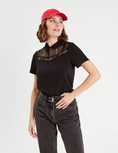 T-shirt manches courtes noir femme