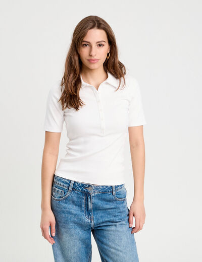 Polo manches courtes blanc femme