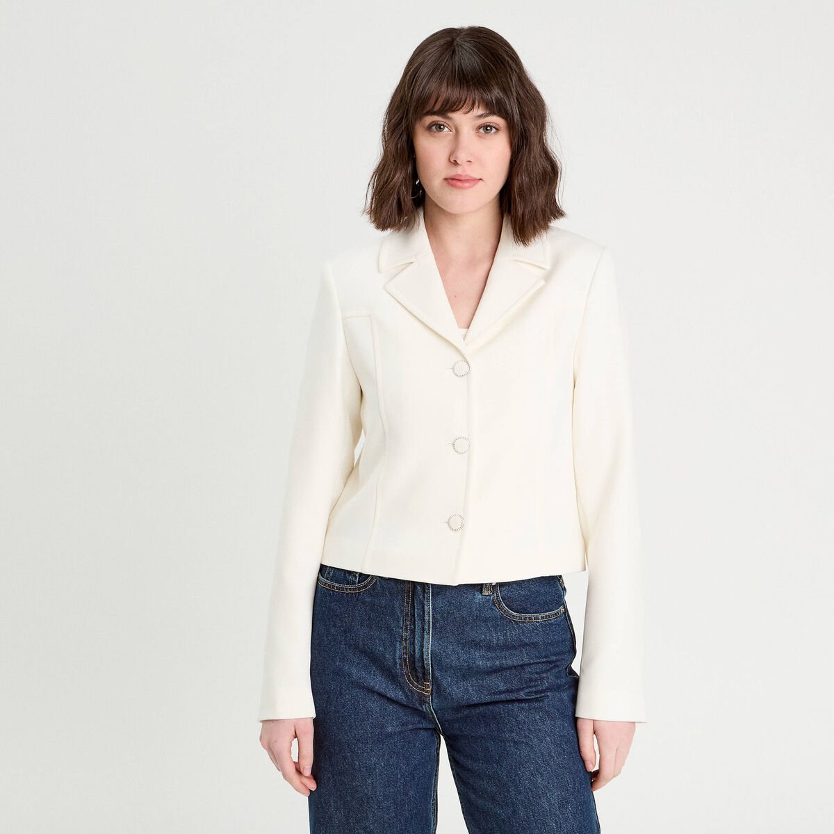 Veste esprit blazer ecru femme