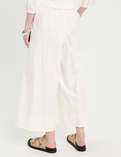 Pantalon jupe-culotte blanc femme