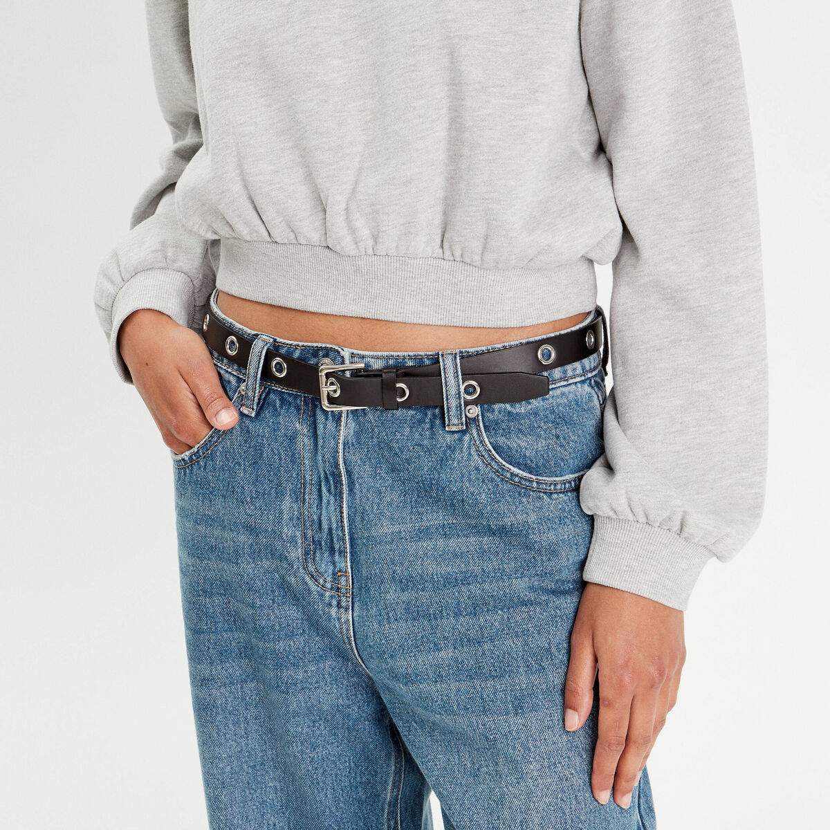 Sweat manches longues gris clair femme