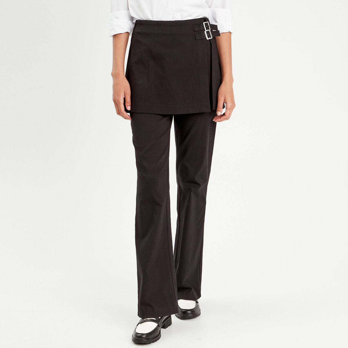 Pantalon-jupe flare noir femme