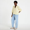 Blouse ample col v manches 3/4 jaune clair femme