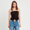 Bustier cropped froncé noir femme