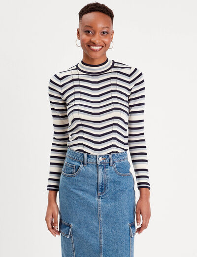 Pull col montant blanc femme
