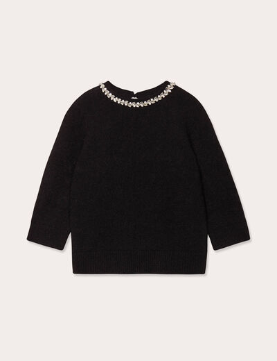 Pull manches courtes noir femme