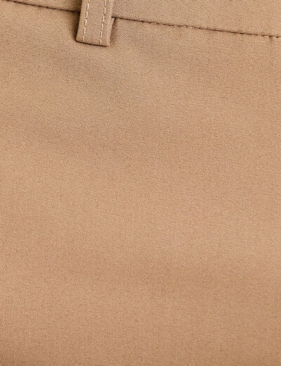 Pantalon cigarette ceintur&eacute; beige femme