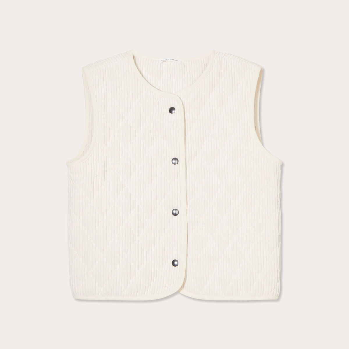 Gilet sans manches velours ecru femme