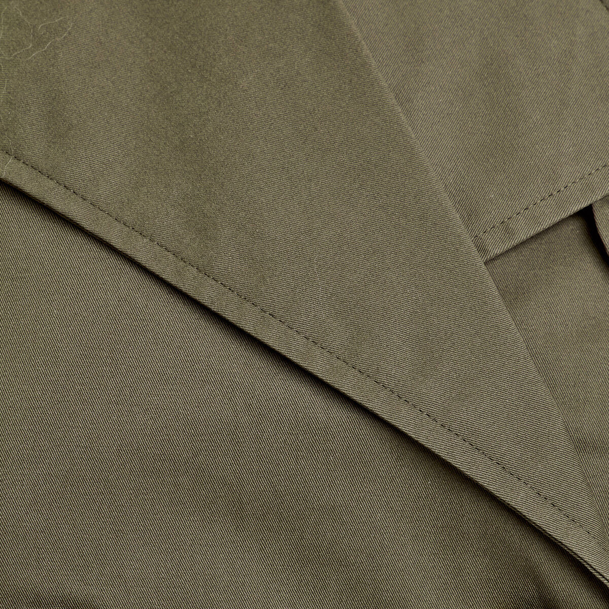 Trench court boutonné vert kaki femme