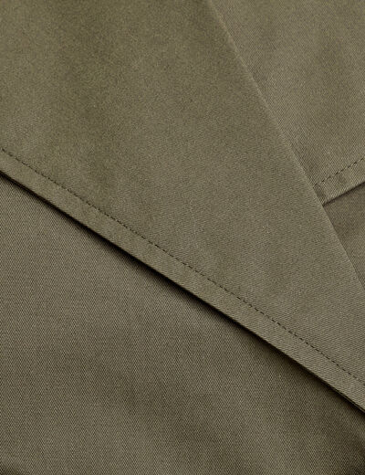Trench court boutonné vert kaki femme