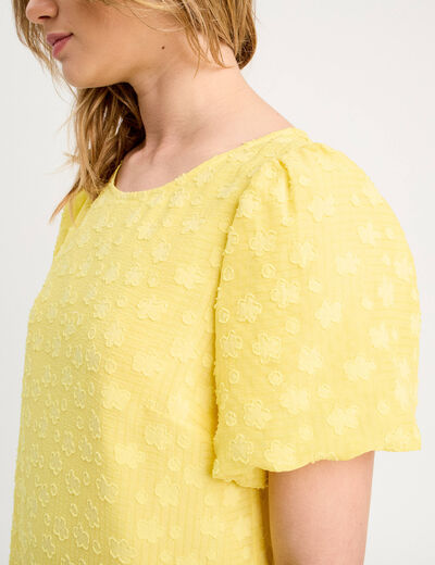 Robe droite manches courtes jaune pastel femme