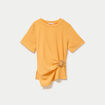T-shirt cintr&eacute; col rond manches courtes orange clair femme