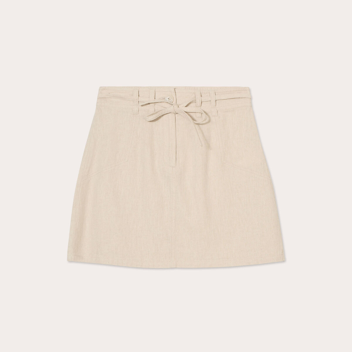 Jupe droite contenant du lin beige femme