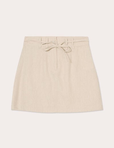 Jupe droite contenant du lin beige femme