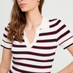 Pull manches courtes col polo blanc femme